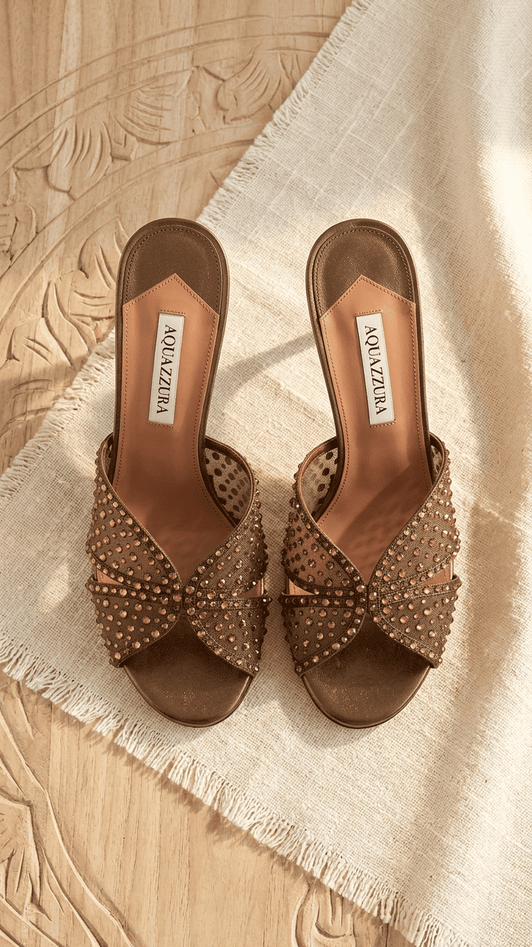 Aquazzura Mules Crystal Lover en tulle à ornements